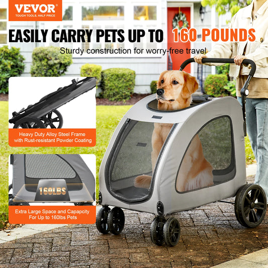 VEVOR 160lbs Pet Stroller: Adventure Awaits for Your Furry Friends!