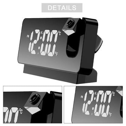 Digital Projection Alarm Clock 180° Rotating Ceiling Wall Projector USB Powered LED