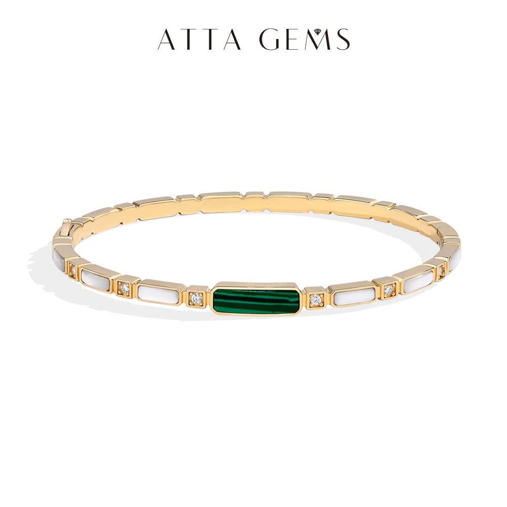 ATTAGEMS Luxury Synthetic Malachite Moissanite Bracelet 2025