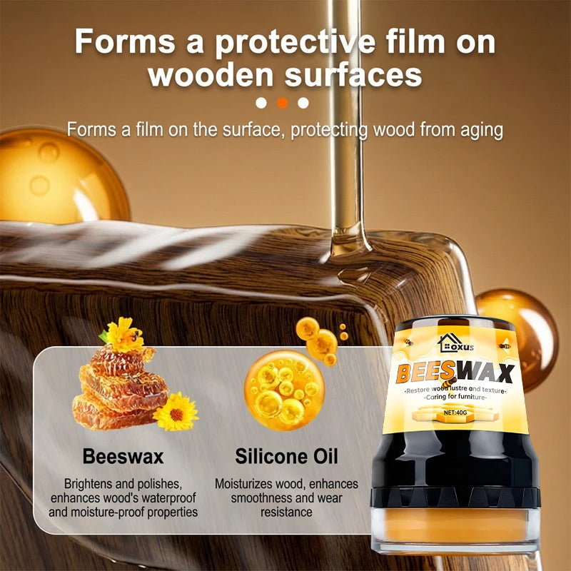 Pulidor para Muebles de Madera de Cera de Abejas - Cuidado para Madera Maciza - Herramientas de Limpieza y Mantenimiento Pulidas