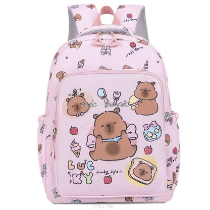 3Pcs/set Capybara Print Backpack Lunch Bag with Pencilcase Colorful Patterns Boys Girls