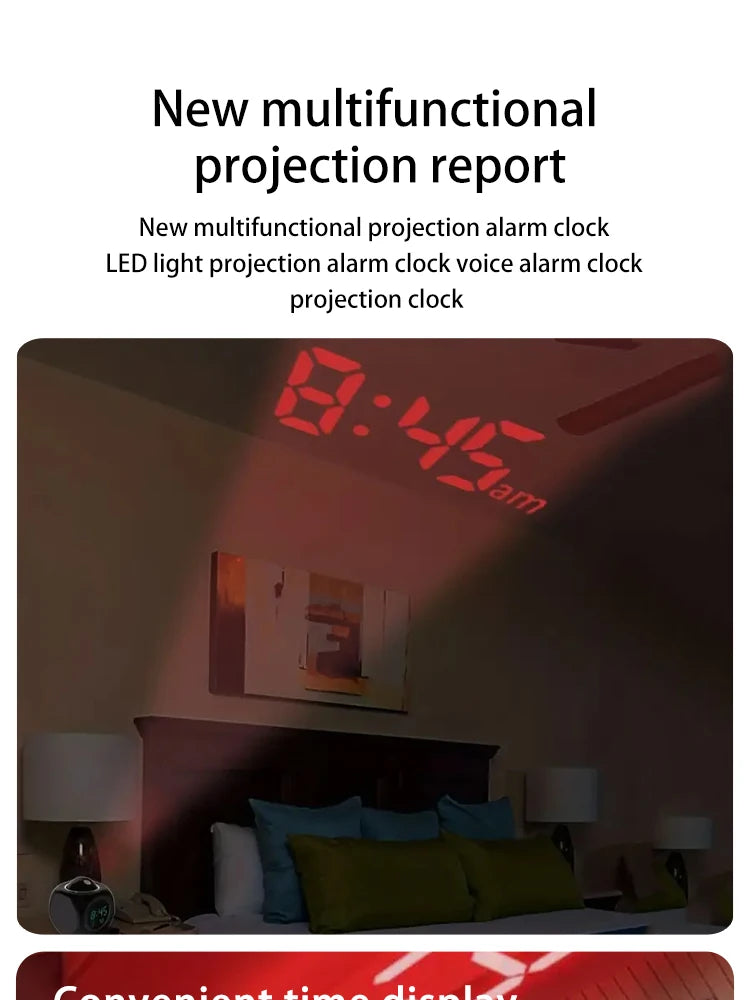 Multi-function Projection Chime Clock LED Light Projection