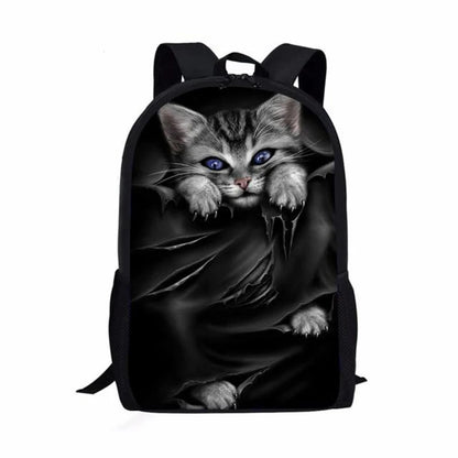 Mochilas escolares populares e modernas para cadernos de gatos 3D