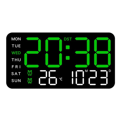Large Digital Wall Clock Temp Date Week Display Remote Control USB