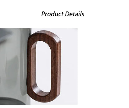 Juego de 2/4/6 tazas de vidrio con mango de madera, resistentes al calor, transparentes