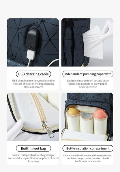 AIBEDILA Mommy Bag Impermeável USB Grande