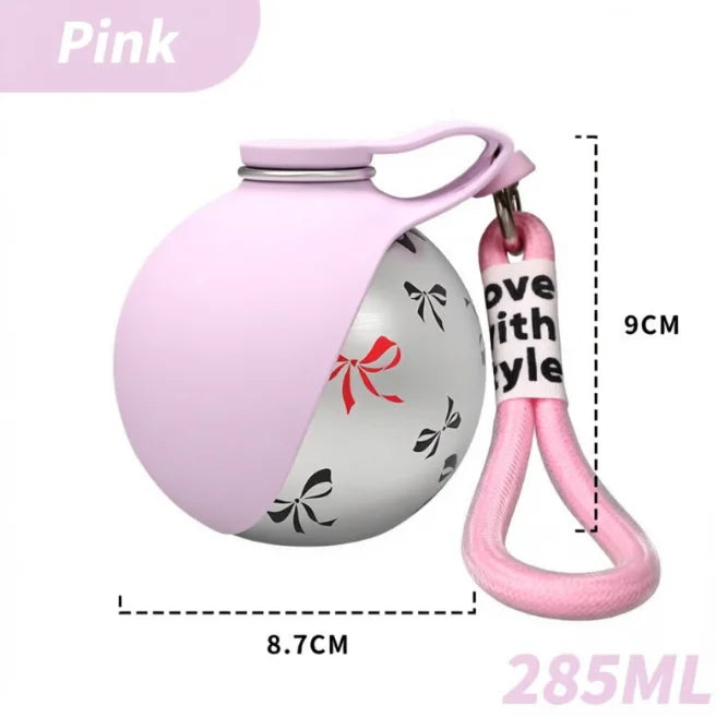 Pet Portable 285ML Water Bottle 304 Stainless Steel Foldable Basin Food-Grade Silicone Blue Pink Outdoor Pet Drinking Solution