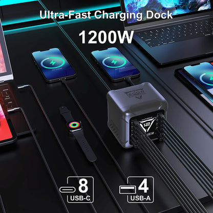 1200W USB C Charger, GaN PD3.1 140W 100W PPS Fast Charging Station