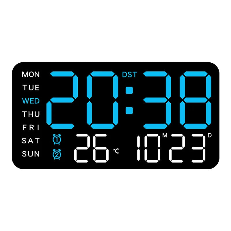 Large Digital Wall Clock Temp Date Week Display Remote Control USB