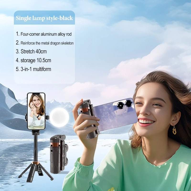 Palo selfi extensible para teléfono móvil, selfi con Bluetooth, soporte de trípode para smartphone