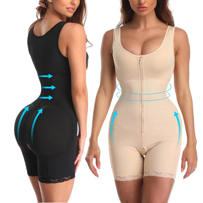 Zip Waist Lace Slimming Shaper Corset Control Shapewear Butt Lifter Strap Body Shaper