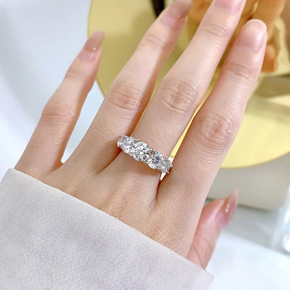 IOGOU Luxury 3.6CTTW All Moissanite Wedding Ring 5 Stone Sparkling Diamond