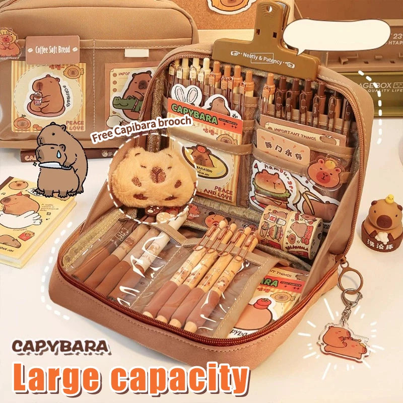 Capybara Stationery Set Students Large-Capacity Pen Pouch Creative