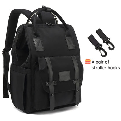 PANGDUBE Baby Nappy Bag with 2pcs Stroller Hooks Mummy Bag Backpack Waterproof