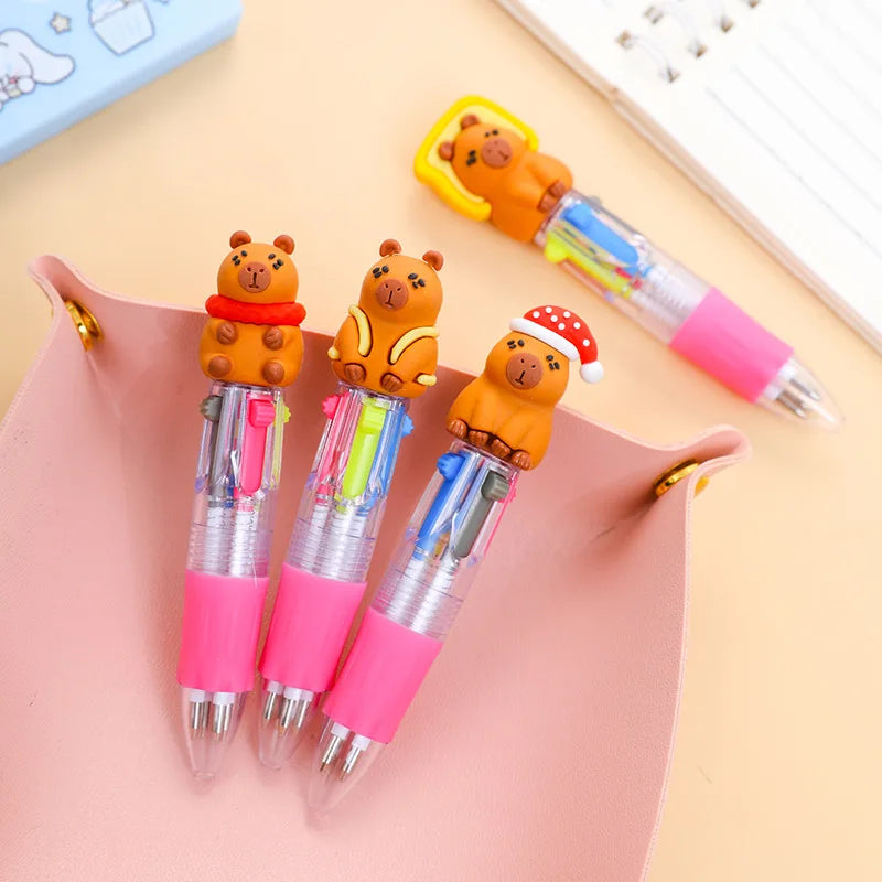 10Pcs/Lot Kawaii Capybara Mini 4 Colors Ballpoint Pens