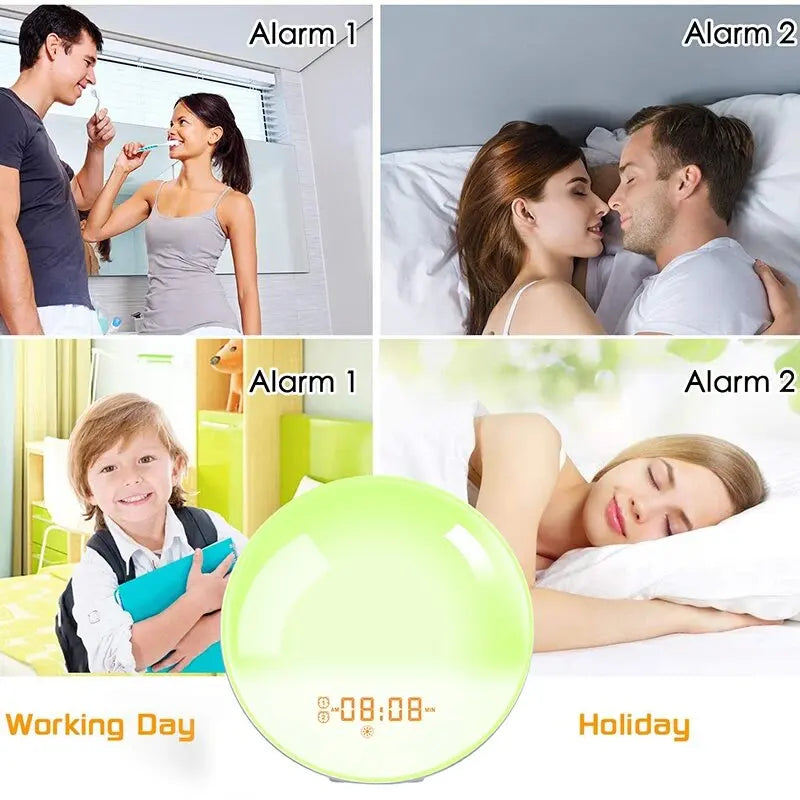 Sunrise Alarm Clock Wake Up Light Clock Sunrise/Sunset Simulation Digital Clock