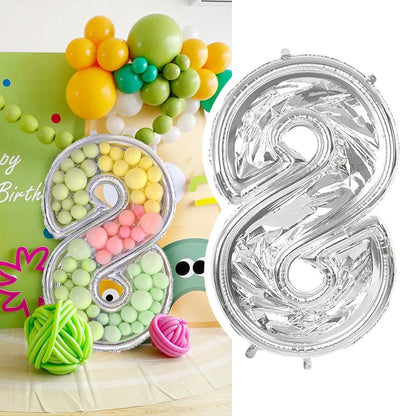 68inch Large Foil Number Balloon DIY Filling Frame 1st 18th Birthday