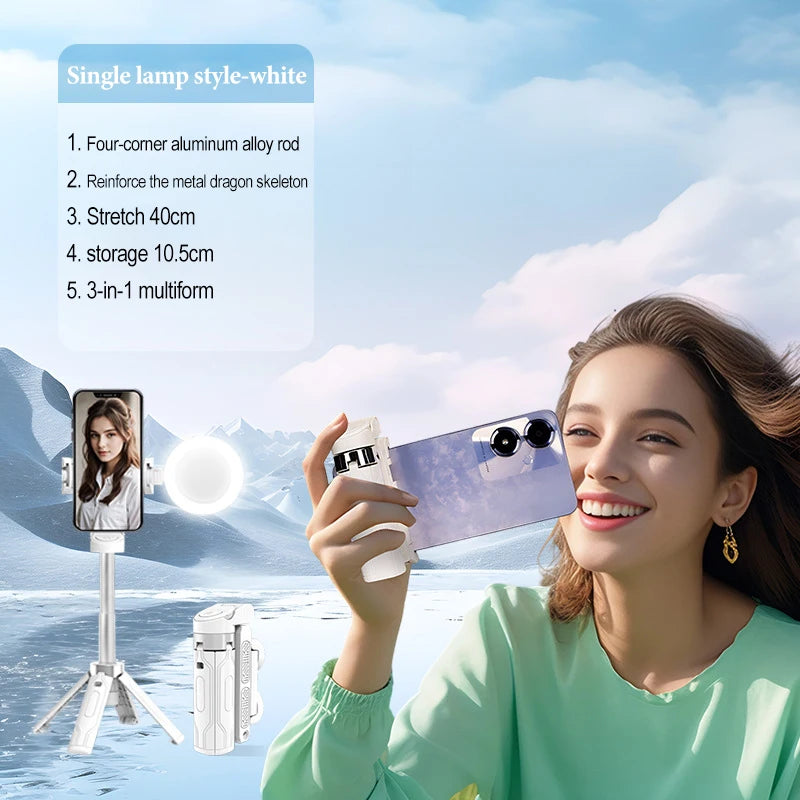 Palo selfi extensible para teléfono móvil, selfi con Bluetooth, soporte de trípode para smartphone