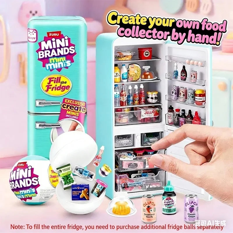 Mini Nevera para Llenar La Nevera, Serie de Bolas, Caja Sorpresa, Casa de Muñecas, Juguete Decorativo