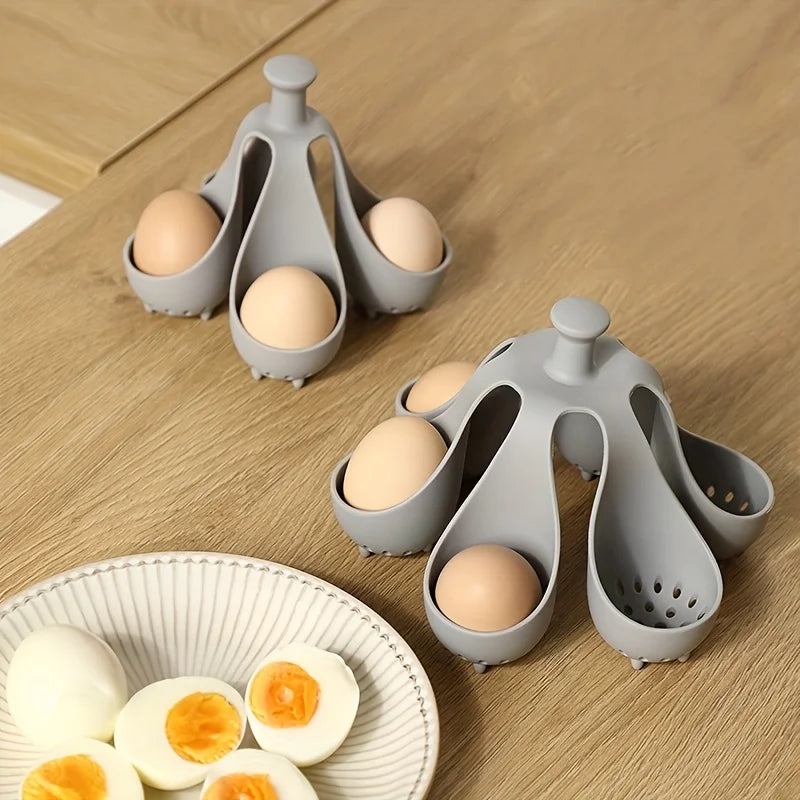 Soporte para huevos 4/6, cocedor de huevos de silicona resistente a altas temperaturas