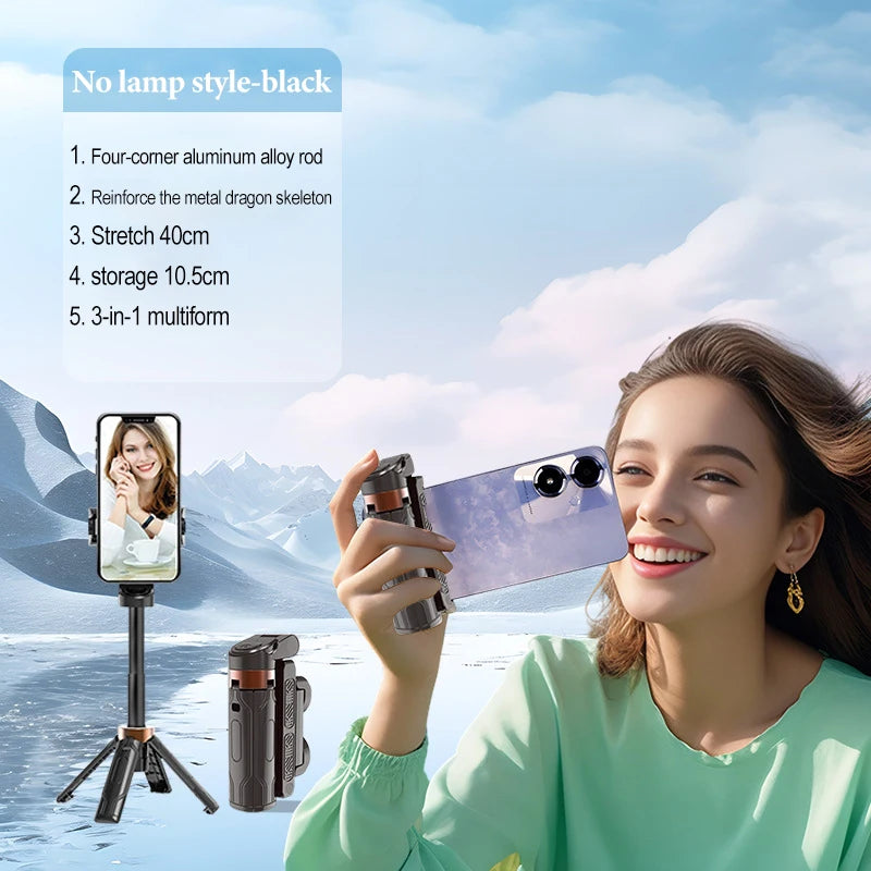 Palo selfi extensible para teléfono móvil, selfi con Bluetooth, soporte de trípode para smartphone