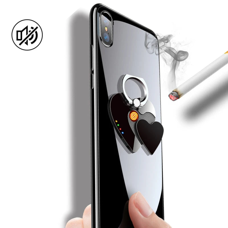 USB Plasma Lighter Can Be Used As Phone Holder 2 In 1 Portable Creative Multifunctional