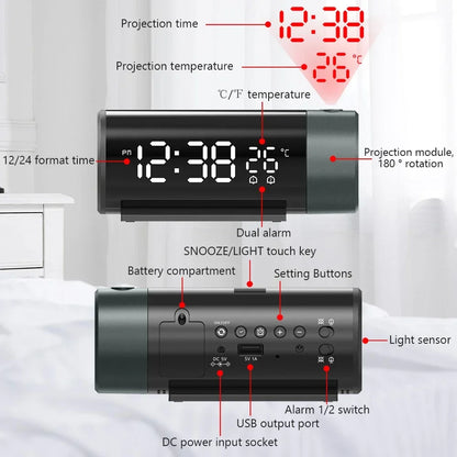 Clock Electronic Alarm Clock with Projection FM Radio