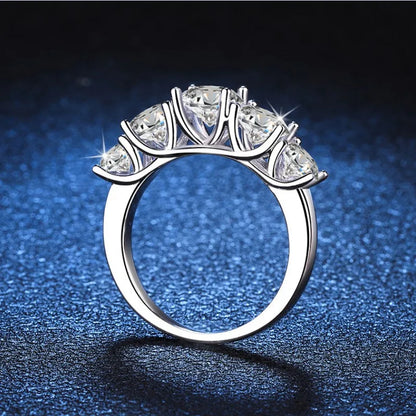 IOGOU Luxury 3.6CTTW All Moissanite Wedding Ring 5 Stone Sparkling Diamond
