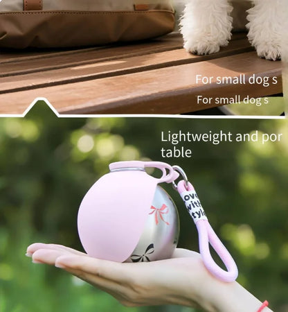 Pet Portable 285ML Water Bottle 304 Stainless Steel Foldable Basin Food-Grade Silicone Blue Pink Outdoor Pet Drinking Solution