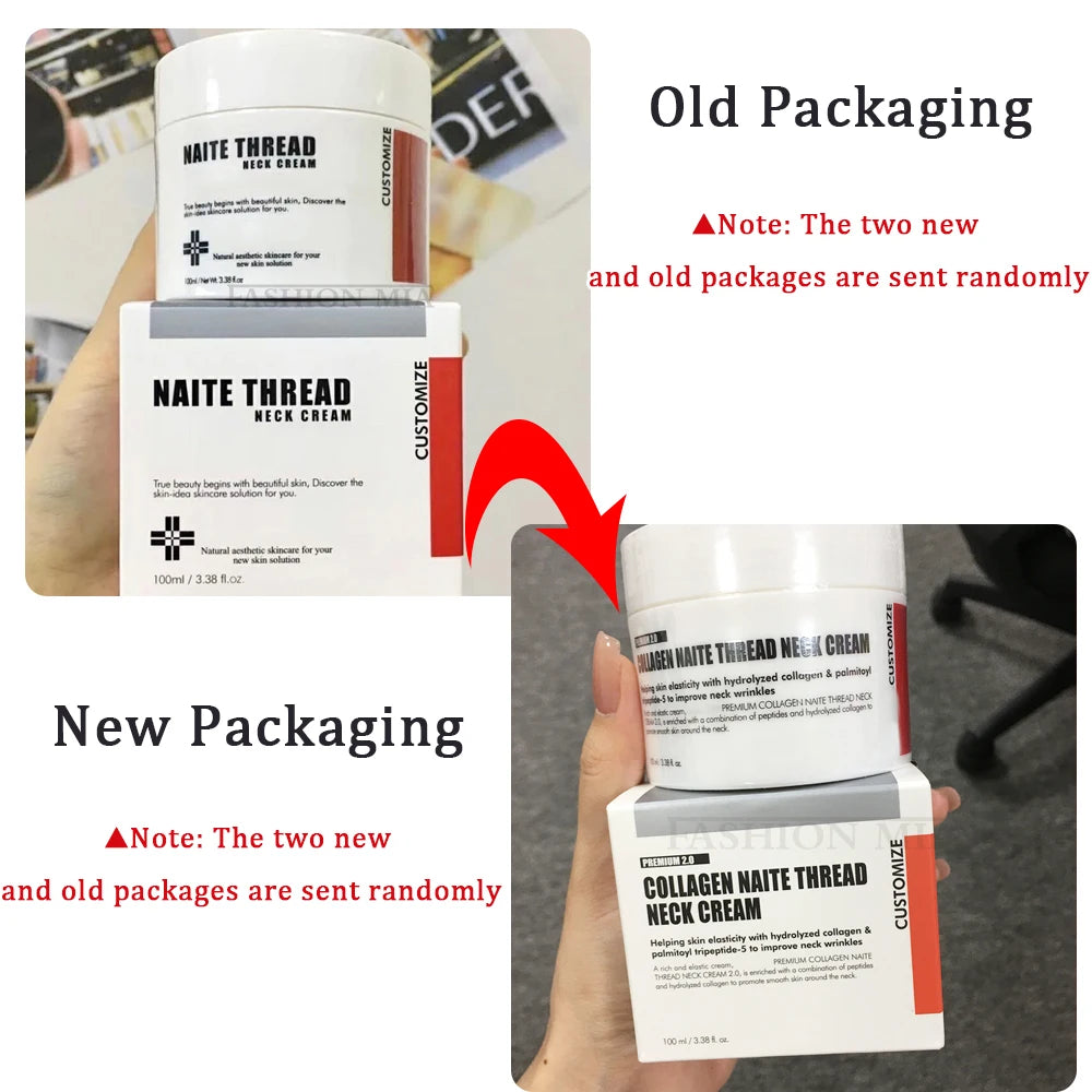 Crema para el cuello con hilo Naite (100 ml) con péptidos de colágeno hidrolizado de Corea y solución de adenosina al 5 % 