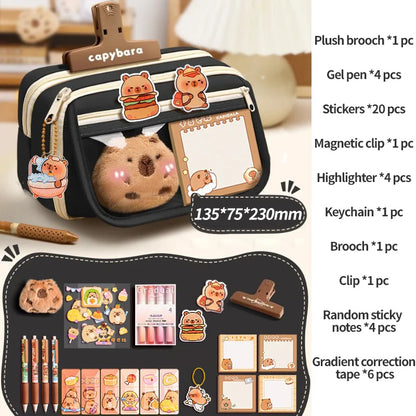 Capybara Stationery Set Students Large-Capacity Pen Pouch Creative