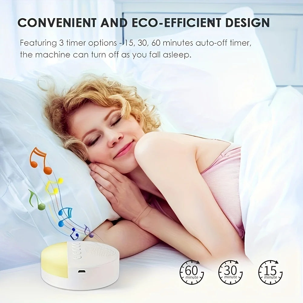 1200mAh Portable USB Rechargeable White Noise Machine with Night Light