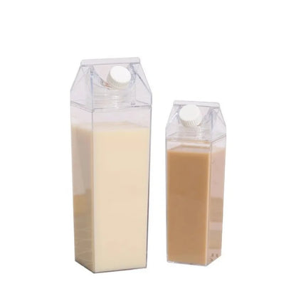 Vaso de agua con diseño de caja de leche transparente súper caliente de 500/1000 ml, estilo coreano
