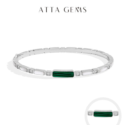 ATTAGEMS Luxury Synthetic Malachite Moissanite Bracelet 2025