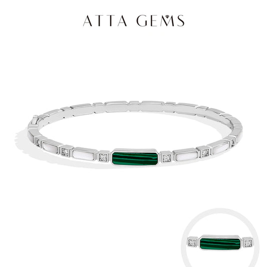 ATTAGEMS Luxury Synthetic Malachite Moissanite Bracelet 2025