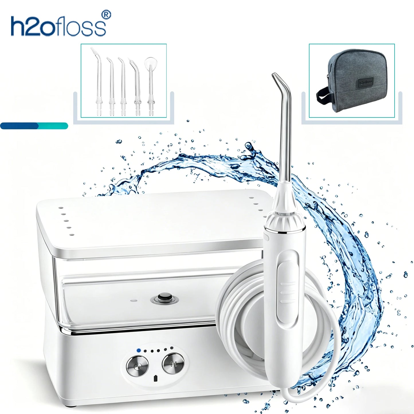 H2ofloss Tabletop Portable Water Flosser for Teeth Dental Oral Irrigator