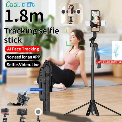COOL DIER C12 AI Tracking gimbal Trípode Estabilizador de cardán Palo selfi inalámbrico plegable