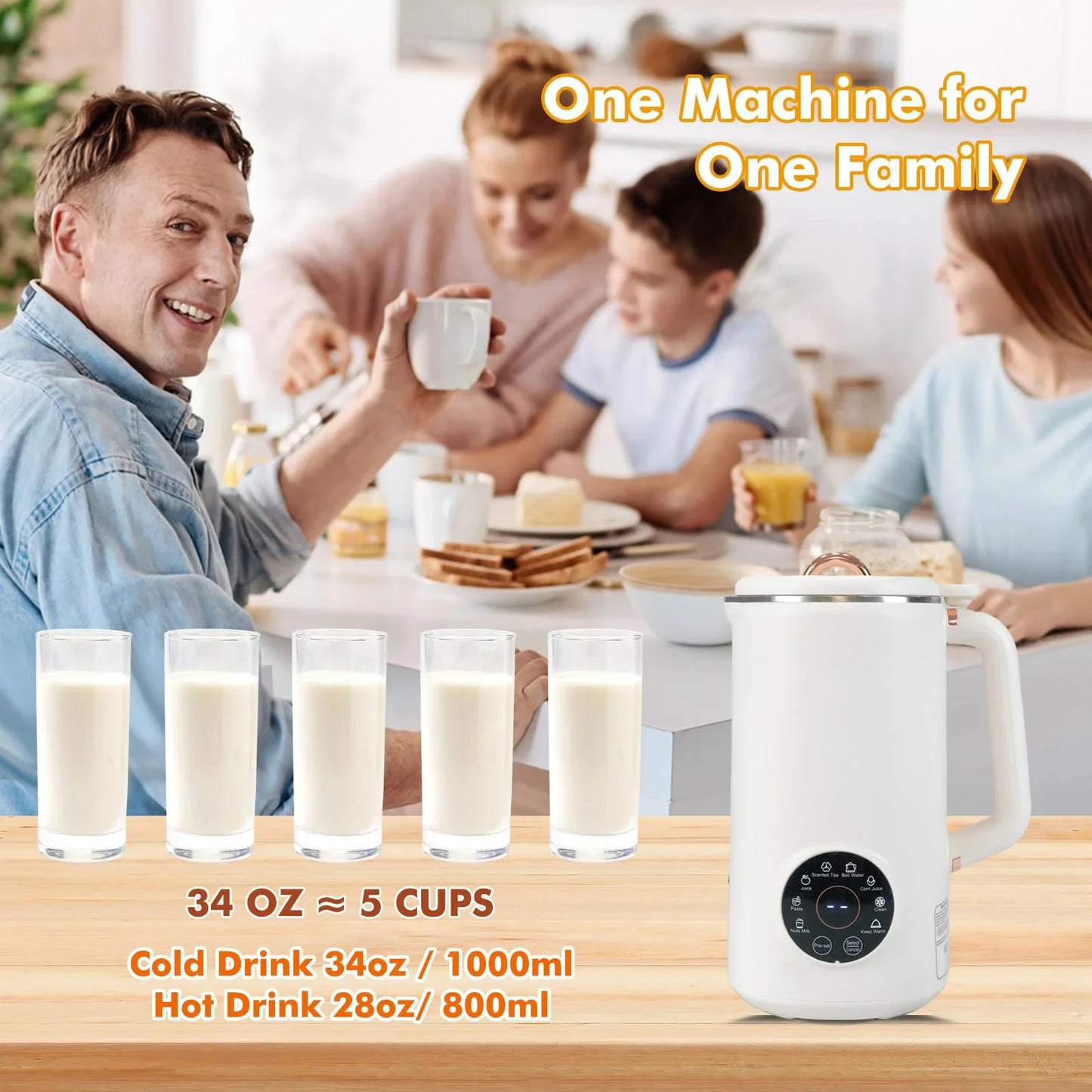 Nut Milk Maker 35oz 1000ml Almond Milk Machine 8-In-1 Automatic