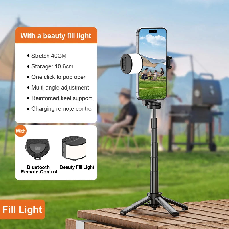 Magnetic Phone Holder 360° Rotation Pocket Selfie Stick With Bluetooth Remote