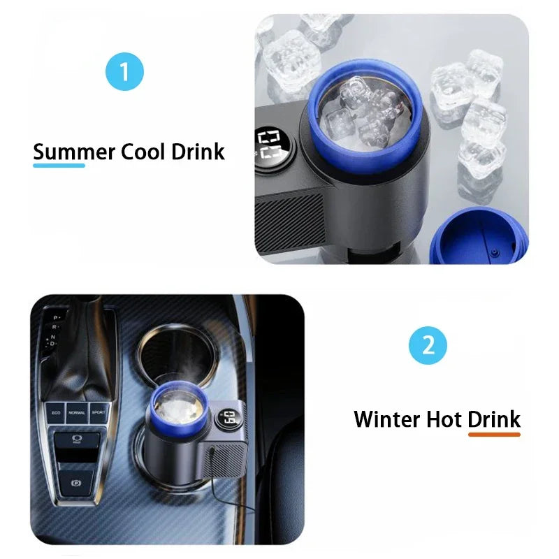 Copo térmico elétrico 2 em 1 para bebidas, café e outras bebidas. Ideal para automóvel, com função de aquecimento e arrefecimento. Perfeito para bebidas com leite.