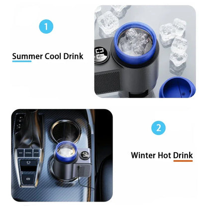 Copo térmico elétrico 2 em 1 para bebidas, café e outras bebidas. Ideal para automóvel, com função de aquecimento e arrefecimento. Perfeito para bebidas com leite.