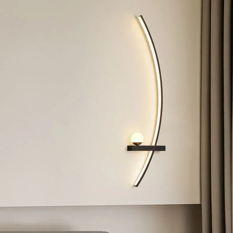 Candeeiro de parede LED moderno, minimalista, com riscas, decorativo para quarto, cabeceira, sala de estar, iluminação ambiente.