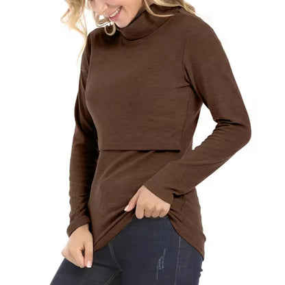 Autumn Winter Maternity Clothes Turtleneck Warm Long Sleeve