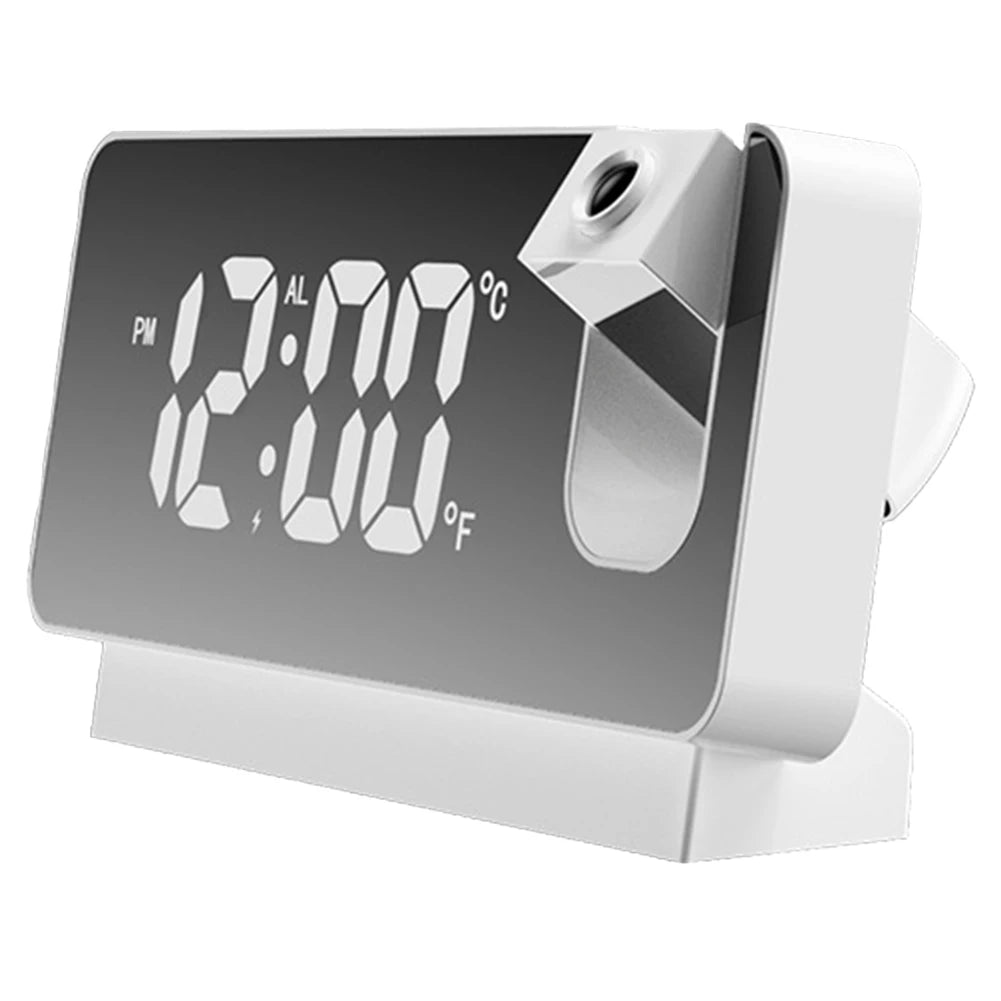Digital Projection Alarm Clock 180° Rotating Ceiling Wall Projector USB Powered LED