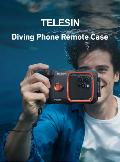 Carcasa Impermeable TELESIN para Teléfono de Buceo, Soporte Universal para Teléfono con Empuñadura
