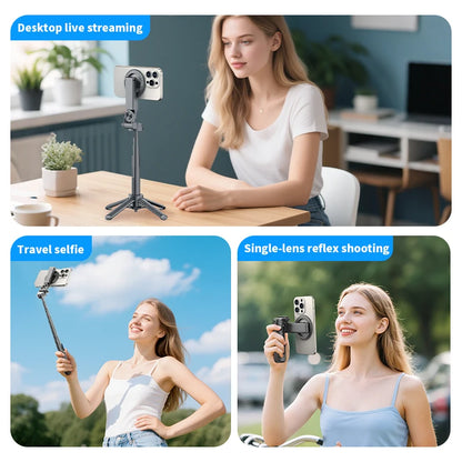 Magnetic Phone Holder 360° Rotation Pocket Selfie Stick With Bluetooth Remote