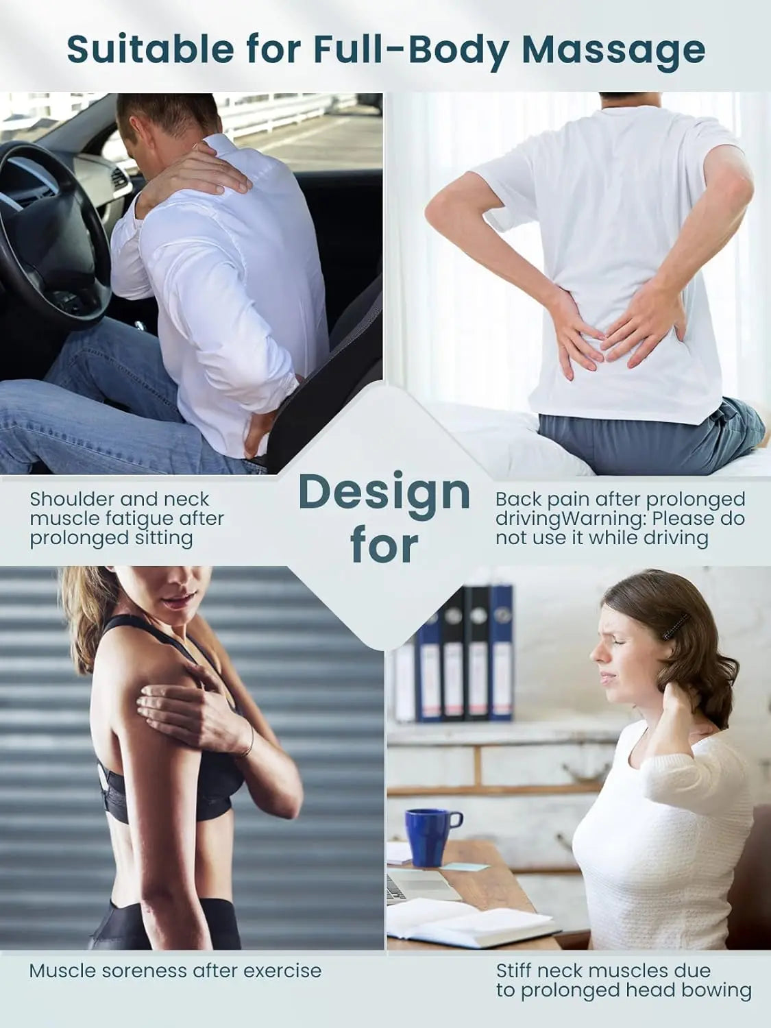 U Shape Deep Kneading Electric Massage Pillow For Neck Waist Leg Body