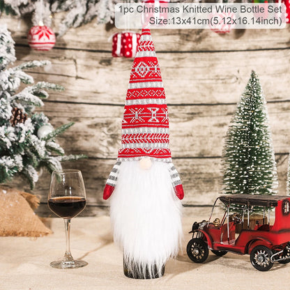 Christmas Wine Bottle Cover Merry Christmas Decoration For Home
