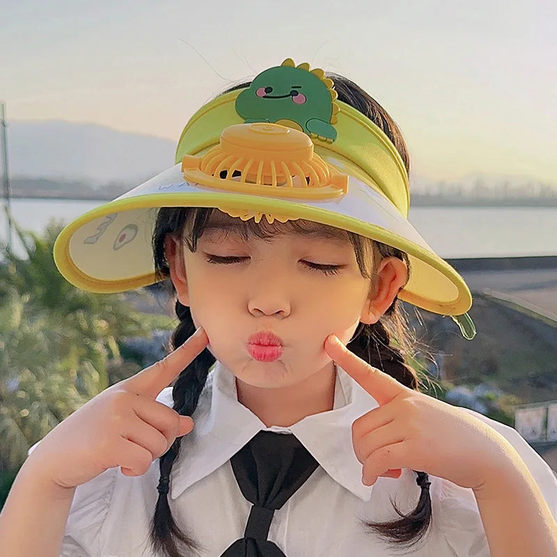Children's Summer Sun Hat with Fan Sun Protection