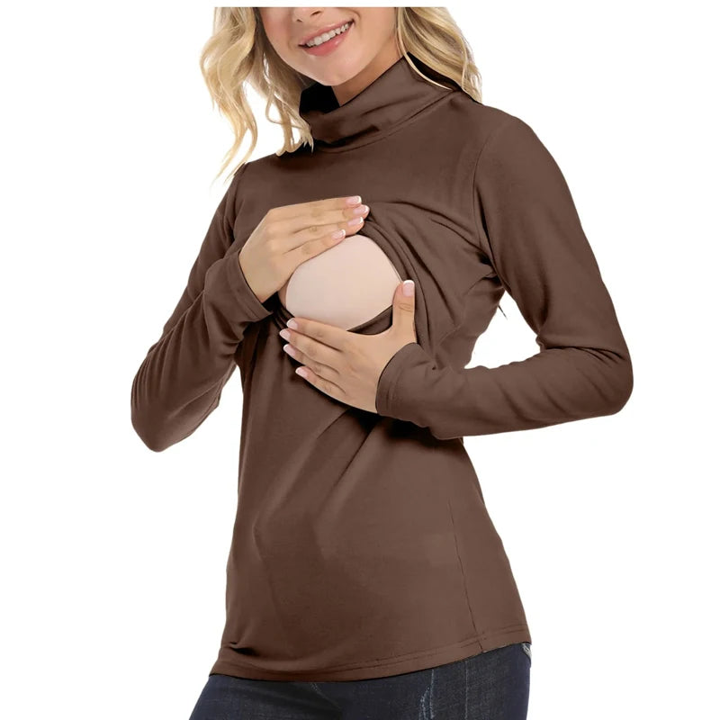 Autumn Winter Maternity Clothes Turtleneck Warm Long Sleeve